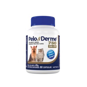 Vetnil Pelo & Derme 750mg – 60 cápsulas – Perros hasta 10kg