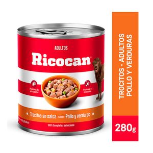 Ricocan Pollo y Verduras Adulto Trocitos Lata 280 Gr