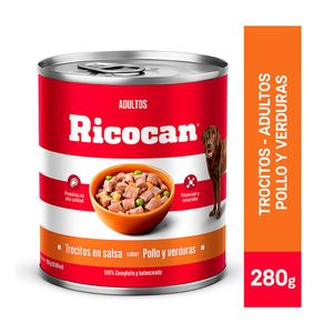 Ricocan Pollo y Verduras Adulto Trocitos Lata 280 Gr