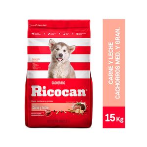 Ricocan Carne y Leche Cachorro Raza Mediana y Grande 15 Kg