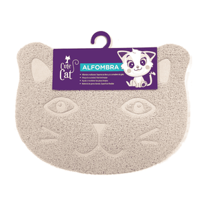 Cute Cat Alfombra Beige en forma de Gato 30 cm x 40 cm