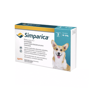 Simparica 40 mg (10 a 20 Kg) X 3 Tabletas