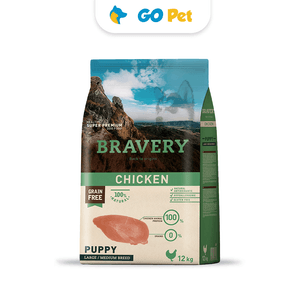 Bravery Chicken Puppy Large/Medium Breeds - Cachorro Pollo Raza Mediana/Grande 12 kg - Vencimiento 18.11.2024