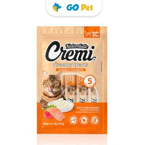 Cremi Salmon & Tuna Recipe 12 Gr x 5 Und - Snack para gato sabor Salmón y Atún