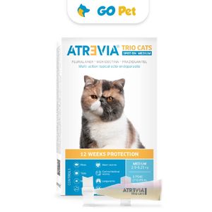 Atrevia Trio Cats Medium (2,9 a 6,25 Kg) x 1 Pipeta - Antipulgas y Antiparasitario para Gatos