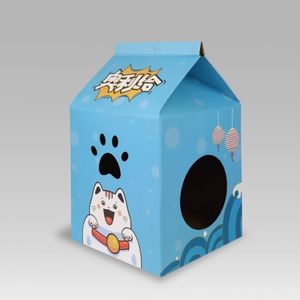 Qhalitech Casa Rascador de Carton Para Gatos Elspet Azul