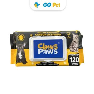 Claws & Paws Toallitas Húmedas de Carbón Activado y Vitamina E x 120 und