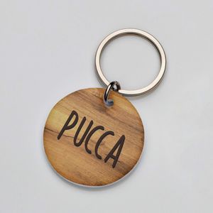 La Plaquita Placa de Identificacion Personalizada Madera Clara - Coleccion Naturals