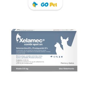 Xelamec Combi Spot On 0,25 Ml (< 2,5 Kg) x 1 Pipeta - Antipulgas y Antiparasitario para Perros y Gatos