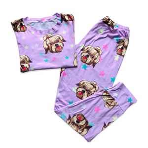 Khurmi Pijama Invierno Shih Tzu Patrón Morado Damas