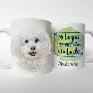 Qala Diseño Taza 11 Oz de Perro Bichón