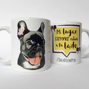 Qala Diseño Taza 11 Oz de Perro Bulldog Francés