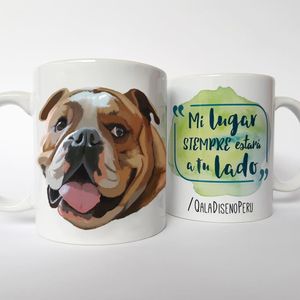 Qala Diseño Taza 11 Oz de Perro Bulldog Inglés