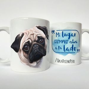 Qala Diseño Taza 11 Oz de Perro Pug