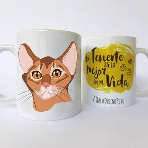 Qala Diseño Taza 11 Oz de Gato Orejón