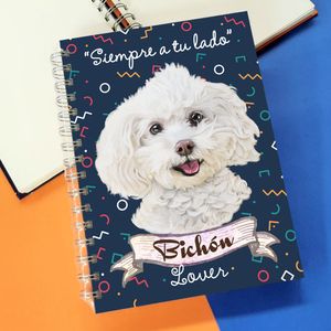 Qala Diseño Cuaderno A5 Perro Bichón - 21.50 x 15.70 cm