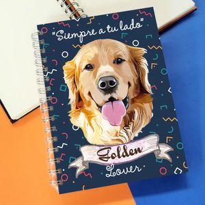 Qala Diseño Cuaderno A5 Perro Golden - 21.50 x 15.70 cm