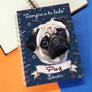 Qala Diseño Cuaderno A5 Perro Pug - 21.50 x 15.70 cm