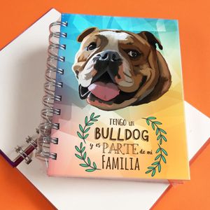 Qala Diseño Libreta A6 Perro Bulldog Inglés - 15.50 x 11.50 cm