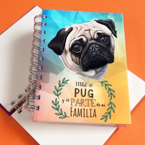 Qala Diseño Libreta A6 Perro Pug - 15.50 x 11.50 cm