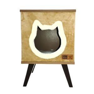 Claws & Paws Mueble Gatuno con Forro de Peluche - Tonalidad Beige