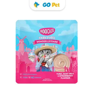 Moochie Tuna, Goat Milk & Strawberry 15 Gr x 25 Und - Snack para Gato Sabor Atún, Leche de Cabra y Fresa