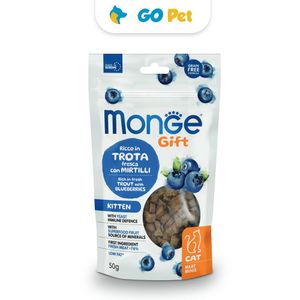 Monge Gift Meat Minis Kitten Cat 50 Gr - Crecimiento - Trucha con Arándanos - Gatitos