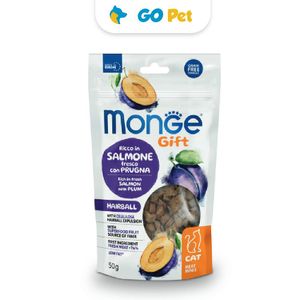 Monge Gift Meat Minis Hairball Cat 50 Gr - Bolas de Pelo - Salmón con Ciruela