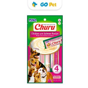 Churu Dog Chicken With Salmon Recipe - Sabor Pollo y Salmón 14 Gr x  4 Tubos
