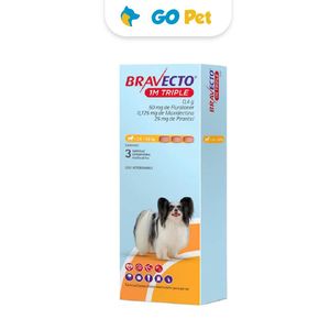 Bravecto 1M Triple 50 Mg x 3 Tab (2.5 a 5 Kg) - Antiparasitario interno y externo para Perros
