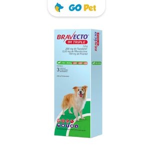 Bravecto 1M Triple 200 Mg x 3 Tab (10 a 20 Kg) - Antiparasitario interno y externo para Perros