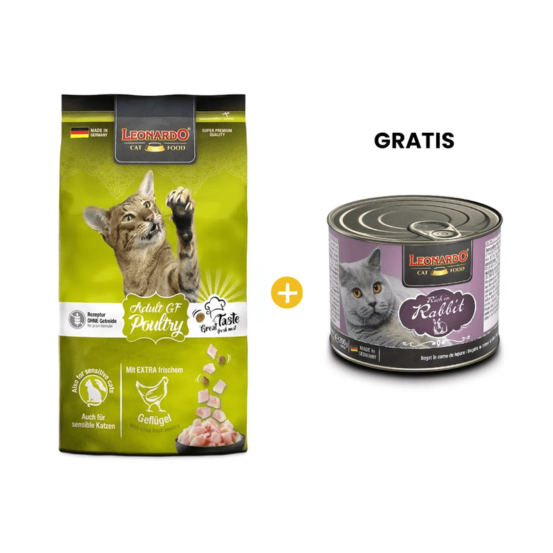 Leonardo Adult Grain Free Poultry 1.8 Kg - Libre de Granos - Ave de Corral + GRATIS Leonardo Quality Selection Conejo 200 Gr - Gato Adulto
