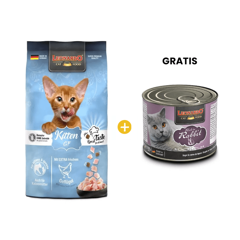 Leonardo Kitten Grain Free 1.8 Kg - Libre de Granos - Gatitos + GRATIS Leonardo Quality Selection Conejo 200 Gr - Gato Adulto