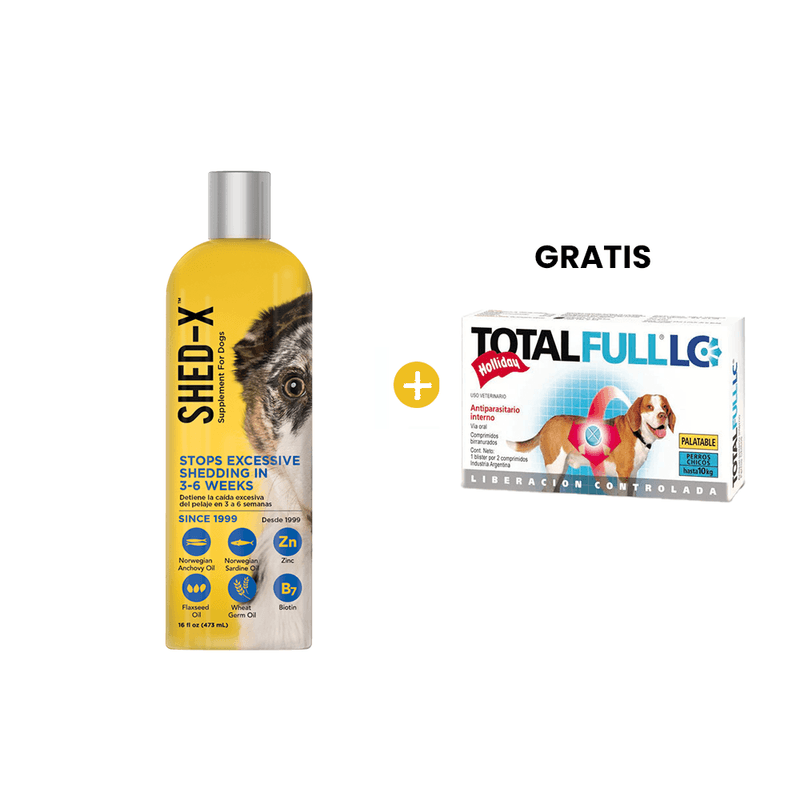 Shed X Perro Dermaplex 16 oz + GRATIS Total Full LC Perros Comprimidos Pequen╠aos