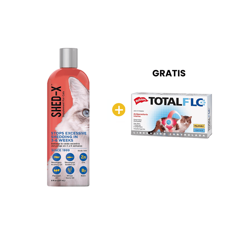 Shed X Gato Dermaplex 8 oz + GRATIS Total Full LC Gatos Comprimidos