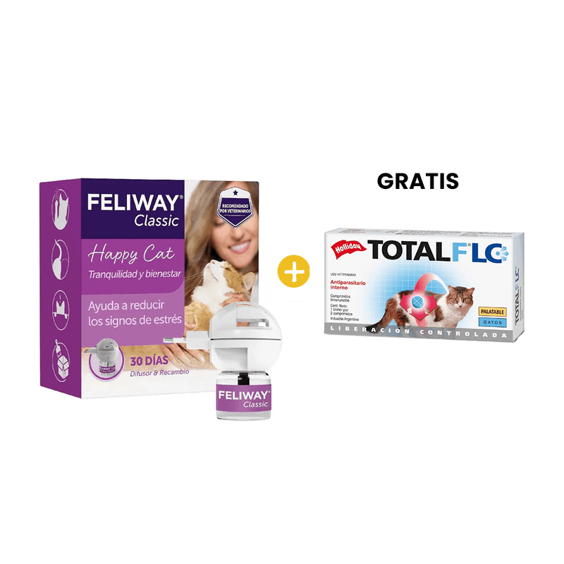 Feliway Classic Difusor y Recarga 48 Ml - Feromonas para Gatos + GRATIS Total Full LC Gatos Comprimidos