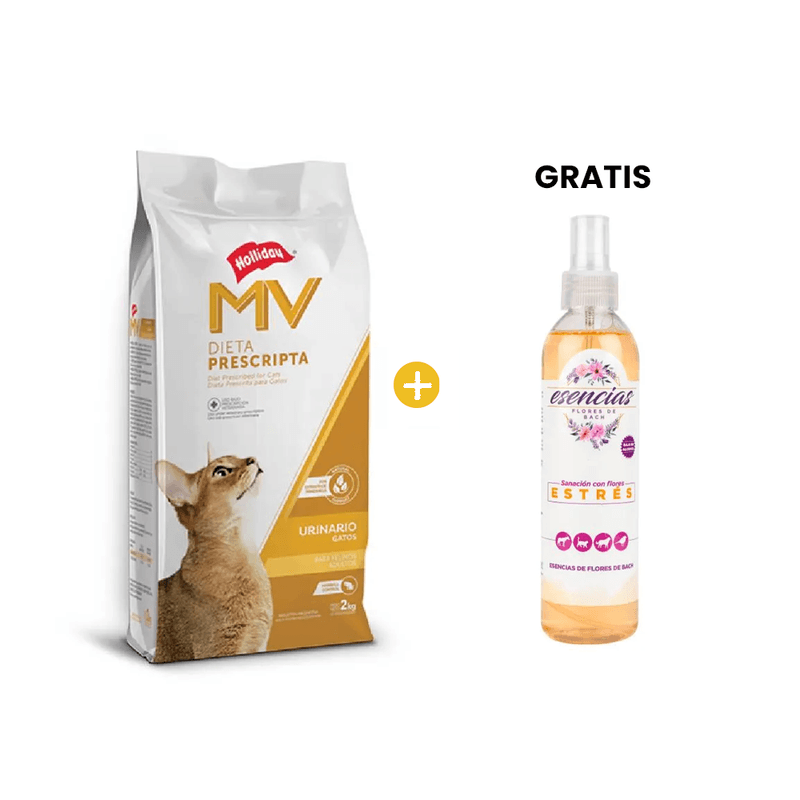 Holliday MV Feline Urinario 7.5 Kg + GRATIS Esencia Floral Estre╠us Spray 250 Ml - Flores de Bach