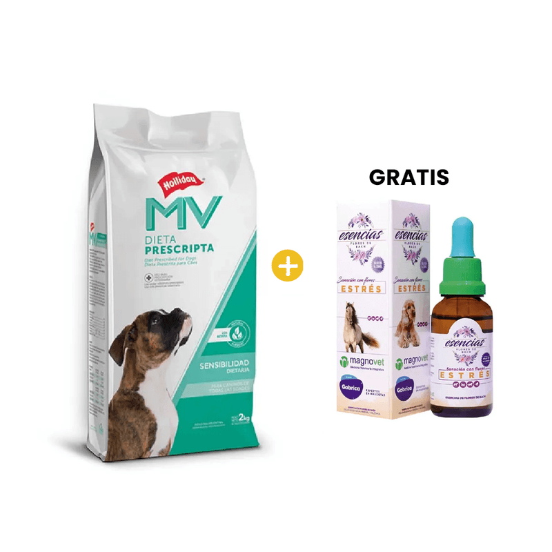 Holliday MV Canine Sensibilidad Dietaria 2 kg + GRATIS Esencia Floral Estre╠us Gotas 30 Ml - Flores de Bach