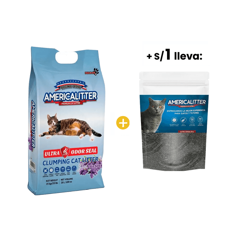 Arena America Litter Ultra Odor Seal Lavanda 7Kg + 1sol Muestra Arena America Litter Ultra Odor Seal 1kg