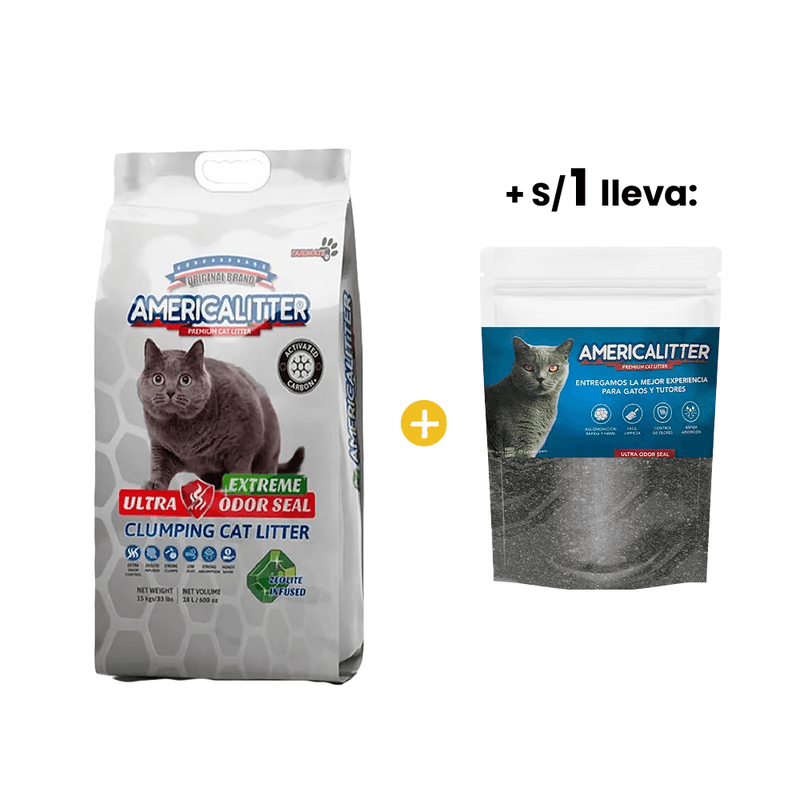 Arena America Litter Ultra Odor Seal Extreme 15 kg + 1sol Muestra Arena America Litter Ultra Odor Seal 1kg