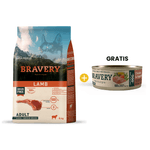 Bravery Lamb Adult Large_Medium Breeds - Adulto Cordero Raza Mediana_Grande 4 kg + GRATIS 1 Bravery Chicken - Vegetables Adult Dog Wet Food 80 Gr - Perro Adulto- Pollo
