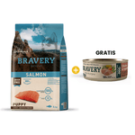 Bravery Salmon Puppy Large_Medium Breeds - Cachorro Salmon Raza Mediana_Grande 4 kg + GRATIS 1 Bravery Chicken - Vegetables Adult Dog Wet Food 80 Gr - Perro Adulto- Pollo