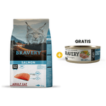 Bravery Salmon Adult Cat - Gato Adulto Salmo╠un 2 kg + GRATIS 1 Bravery Chicken - Peas Adult Cat Wet Food 70 Gr - Gato Adulto - Pollo