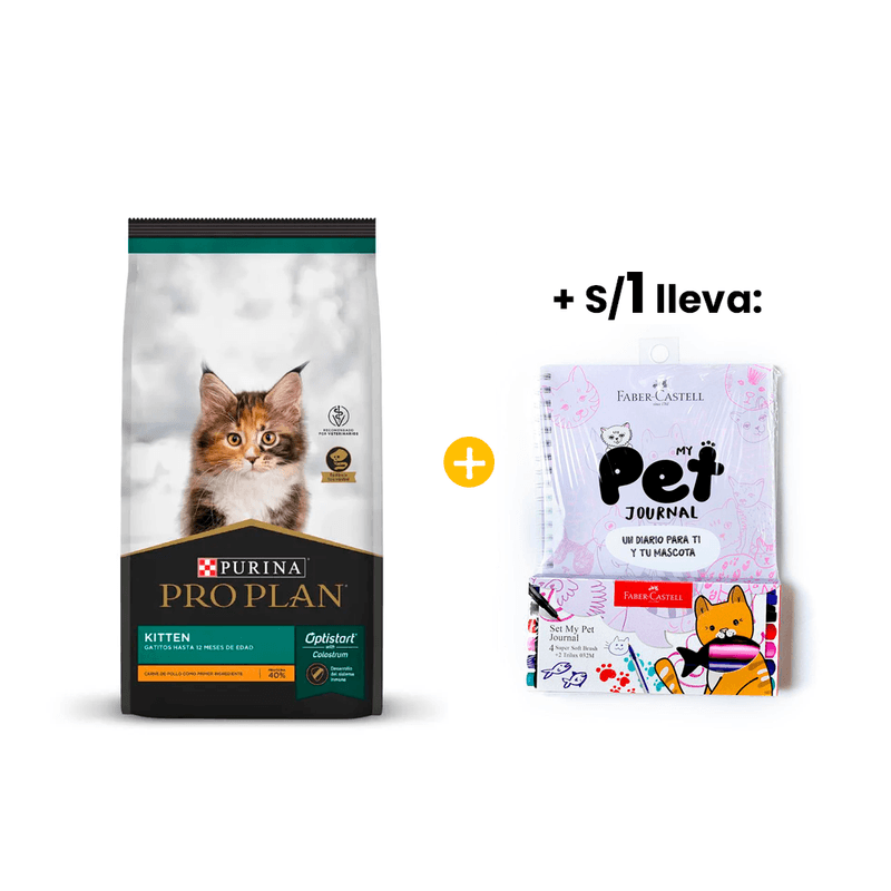 Pro Plan Kitten 3 Kg - Gatitos + 1sol Libreta De Actividades Pet Journal Diario Mascota Gato