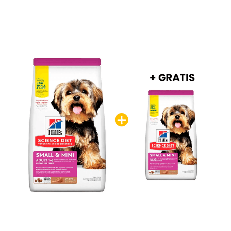 Hills SD Canine Adult Lamb - Rice Small - Mini 7 kg - Adulto Rz. Pequenas y Mini - Cordero + GRATIS Hills SD Canine Adult Lamb - Rice Small - Mini 2 kg -Adulto Rz. Pequenas y Mini - Cordero