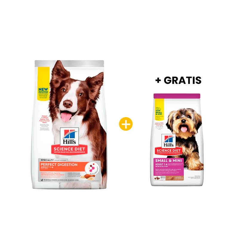 Hills SD Canine Adult Perfect Digestion 5.44 Kg +  GRATIS Hills SD Canine Adult Lamb - Rice Small - Mini 2 kg -Adulto Rz. Pequenas y Mini - Cordero