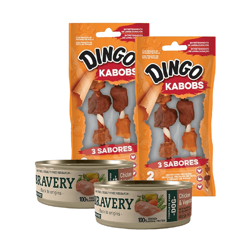 Barvery Pack 2 Latas Bravery Perro y 2 Snacks Dingo