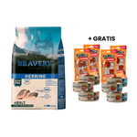 Bravery Herring Adult Large_Medium Breeds 4 Kg - Arenque Adulto Rz. Med_Grande + GRATIS 6 Latas Bravery Perro y 4 Snacks Dingo