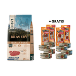 Bravery Light Iberian Pork Mini Adult Small Breeds 7 Kg + GRATIS 8 Latas Bravery Perro y 4 Snacks Dingo