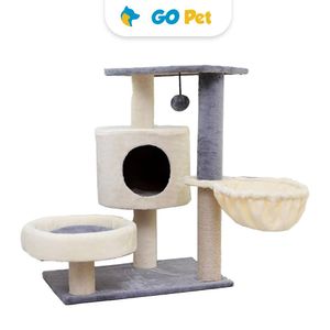 Accecan Gimnasio para Gato 3 Niveles (LC042-G) - Gris con Crema